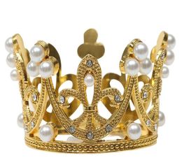 Mini Crown Princess Topper Crystal Pearl Tiara Children Hair Ornaments for Wedding Birthday Party Cake Decorating Tools XB14150724