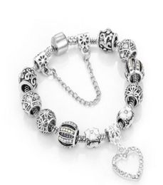 WholeBeads Bracelet 925 Silver Pandor Bracelets Loveheart Pendant Bangle Charm Fourleaf clover Bead as Gift Diy women Jewelry8372278