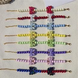 Dog Collars Dogs Necklace Extension Chain Design Pet Cat Collar Fashion Bow Pearls Grooming Accessory