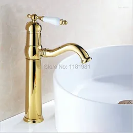 Bathroom Sink Faucets Classical Gold Color Person Shape Designed Bath Mixer Tap Polished Washing Basin Faucet 7604K