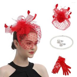 Party Supplies Wedding Fascinator Hat Accessories Set Mesh Flower Cocktail Tea Headband 1920s Flapper For Women