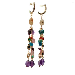 Dangle Earrings YYGEM ! Cz Pave Lever Back Girlfriend Women Gifts Natural Multi Colour 6x8mm Different Gemstone