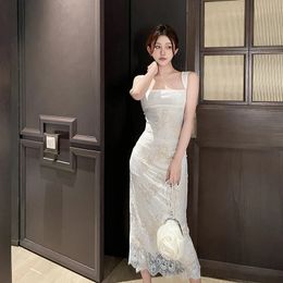Spring Elegant Square Collar Midi Party Dress For Women Long Sleeve Black White Slim Vestidos Female Clothes JF23574TG 240514