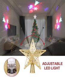 Christmas Tree Top Light Star Shape Adjustable LED Snowstorm Snowman Stripe RGB Projector Lights Christmas Decoration EU PLUG 20107533138