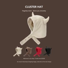 Personalized Women's Hats Autumn and Winter Warm Ear Protector Lovely Devil Ear Lei Feng Caps Plush Pullover Bomber Hat