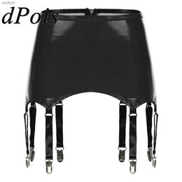 Garters Womens wet appearance patent leather garter belt club clothing high waisted suspender ski belt pajamas stage performance is coming soon WX