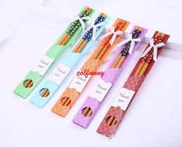Party Favor 500pairs China "East Meet West" Natural Bamboo Chopsticks Tableware Wedding Gift Souvenirs F052802