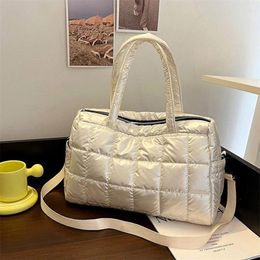 Evening Bags Casual Large Tote Bag Winter Padded Handbags For Women Quilted Shoulder Nylon Down Cotton Crossbody Designer