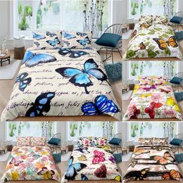 Bedding Sets ZEIMON Fashion Microfiber Set 3D Butterfly Letters Duvet Cover Pillowcase Lightweight Quilt 2/3pcs Bedclothes