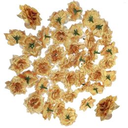 Decorative Flowers 50 Pcs Fake Rose Heads For Decoration Scrapbooking Embellishment Bulk Garland Silk Wedding Petal