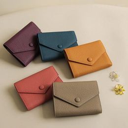 Wallets PU Leather Small For Women Wallet Luxury Envelope Card Holder Brand Designer Multipurpose Zip Coin Cowhide Short Purse 2024