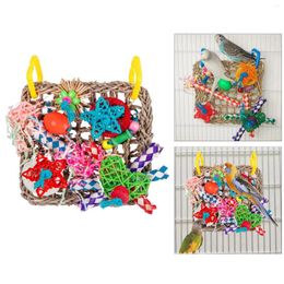 Other Bird Supplies Foraging Wall Toy Parrot Chewing Hanging Woven Mat Cage For Budgie