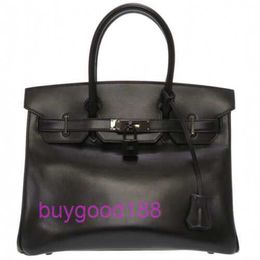 AAbirdkin Delicate Luxury Designer Totes Bag Authentic 30 So Black Black Box Calf Leather Handbag 0014 Women's Handbag Crossbody Bag