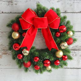 Decorative Flowers Bow Knot Christmas Ball Wreath 2024 Love Decoration Home Party Display Window Door Hanging 30cm Garland