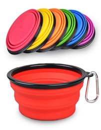 Collapsible Dog Bowls Cat Pet Feeders Foldable Bowl With Hook Travel Outdoor Feeder Bowl Silicone Feeding Bowl8158827