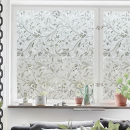 Window Stickers NuelifeTulip Flower Pattern Frosted Static Glass Sticker Bathroom Opaque Shading Sunscreen Film Pvc