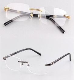 Brand Men Optical Glasses Frame 476 Rimless Business Eyeglass Frames for Man Gold Silver Designer Mens Myopia Glasses Eyewear with8950311