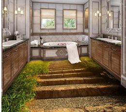 Wallpapers Waterproof Floor Stone Path Stairs Bathroom Bedroom 3D Pvc Self-adhesive Wallpaper