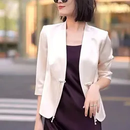 Women's Jackets Korean Office Lady Blazer Solid Colour Slimming-fit Spring Autumn Long Sleeve Open Stitch Appliques Women Suits Coat Blazers
