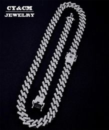 15mm Prong Miami Cuban Link Chains Necklace Hip hop Gold Silver Jewellery 2 Row Rhinestones Iced Out Necklaces Bracelet For Men5720303