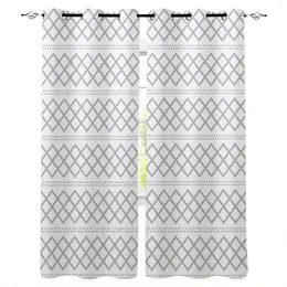 Curtain White Geometric Texture Window Living Room Kitchen Panel Blackout Curtains For Bedroom