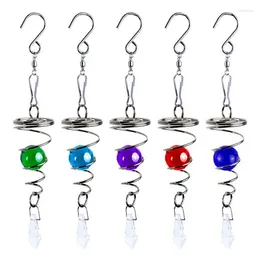 Decorative Figurines 5Pcs Wind Chime Glass Ball Spinner Pendants Rotating Hook Tail For Home Garden Yard Decoration