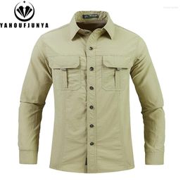 Men's Jackets Men Spring Outdoors Leisure High-Quality Design Lapel Jacket Shirt Many Pocket Comfortable Brand Clothing Male Coat