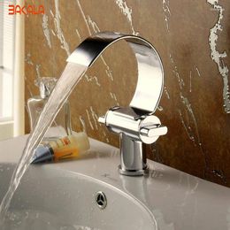 Bathroom Sink Faucets 2024 BAKALA Luxury Brass Chromed Two Handles Single Hole Tap Mixer BR-208B