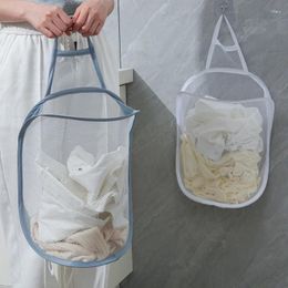 Laundry Bags Basket Portable Foldable Home Storage Bag For Kids Dirty Clothes In Wall Net Slim Hook Organisers