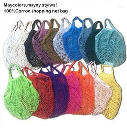 Storage Bags 100pcs Mesh Bag String Shopping Reusable Fruit Handbag Totes Women Net Shopper Cotton Woven