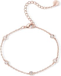 Pavoi 14K gold-plated beaded Cuban cubic zirconia imitation diamond station infinite chain bracelet for women | adjustable chain bracelet