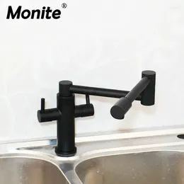Kitchen Faucets Monite Oil Rubbed Bronze Swivel Faucet 360 Rotatable Spout Black Vessel Sink Mixer Tap