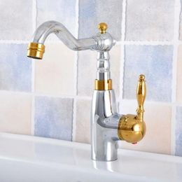 Bathroom Sink Faucets Deck Mounted Single Lever Basin Faucet Brass Gold Silver And Cold Mixer Taps Nsf816