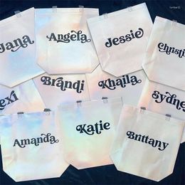 Party Supplies Personalized Tote Gift Bags Wedding Bridal Holographic Gifts Team Bridesmaid Bag Custom Package Favors Decor