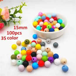Chenkai 100 pieces 15mm silicone dental beads DIY baby chewing teeth care Jewellery toy making circular beads free of bisphenol A 240509