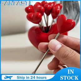 Forks Lunch Salad Cake Picks Repeated Use Love Shape Childrens Fork Resin Metal Creative Household Supplies Fruit Mini