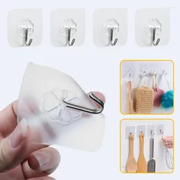 Hooks Transparent Stainless Steel Strong Self Adhesive Key Storage Hanger For Kitchen Bathroom Door Wall Multi-Function