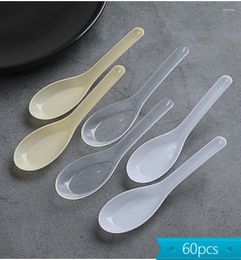 Disposable Flatware 60pcs Home Kitchen Clear Mini Plastic Soup Spoons For Jelly Ice Cream Dert Appetizer