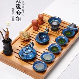 Teaware Sets Arrival Chinese Tea Set Ceremony Accessories Ceramic Oil Drops Blue Amber Glaze Kettle Cup