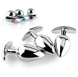Smooth Touch Aluminum Alloy Metal Butt With Crystal Jewelry Small Medium No Vibrator Anal Plug Private Goods for Men C190105013414732