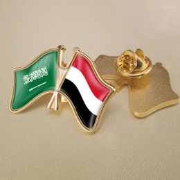 Brooches Saudi Arabia And Yemen Crossed Double Friendship Flags Lapel Pins Brooch Badges
