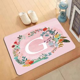 Carpets Pink Wreath Letter Carpet 40 60cm Kitchen Bathroom Mat Doormat Indoor Outdoor Floor Mats Anti-Slip Rug Nordic Style