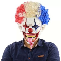 For Mask Full Spiked Hair Party Face Latex Halloween Crown Horror Masks Clown Cosplay Night Terror Club s