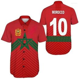 Men's Casual Shirts Morocco Jersey Moroccan Map Flag 3D Print For Men Clothes Hawaiian Male Shirt National Emblem Blouses Lapel Blouse