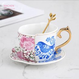 Cups Saucers XINCHEN 2024 Milk Coffee Mugs Saucer Spoon Afternoon Tea Tazas De Cafe Set British Creative Ceramic Nordic Pastoral Personality