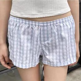 Women's Shorts Plaid Cotton For Women High Waist Elastic Kawaii Cute Skort Girls 2000s 90s Y2K Summer Clothes 2024