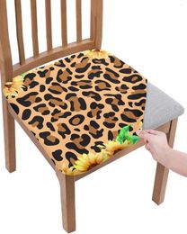 Chair Covers Sunflower Leopard Texture Elasticity Cover Office Computer Seat Protector Case Home Kitchen Dining Room Slipcovers