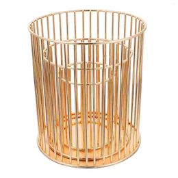 Candle Holders 3 Pcs Iron Pen Container Stationery Bucket Holder Golden Brush