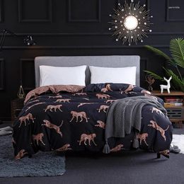 Bedding Sets Brushed Three-piece European And American Dark Wind Bed Set Kit Animal Leopard. Flowers Leaves 2/3pcs