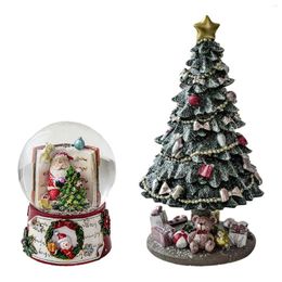Decorative Figurines Christmas Music Box Rotatable Xmas Figurine Festival Novelty Birthday Gift Musical For Indoor Tabletop Bedroom Holiday